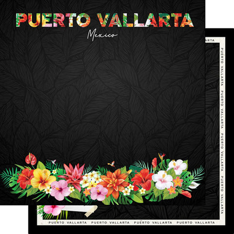 Scrapbook Customs 12x12 Paper - Mexico - Puerto Vallarta Tropical Floral