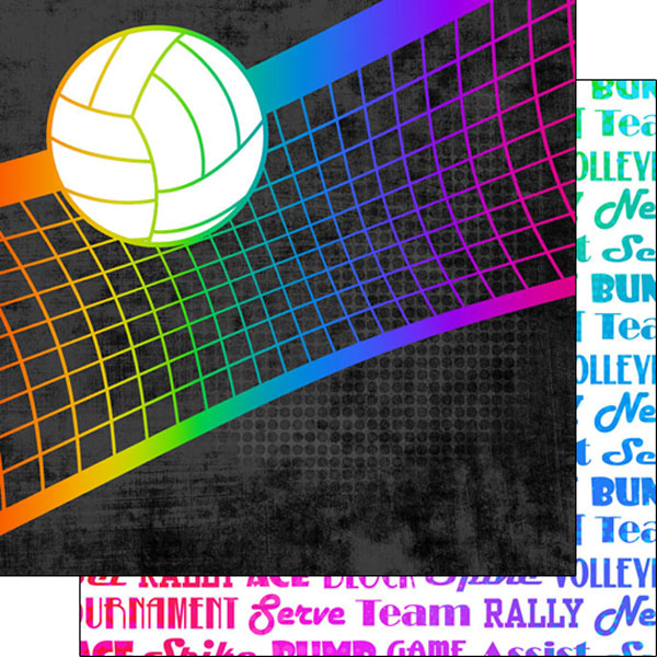 Scrapbook Customs 12x12 Paper - Volleyball Neon Net