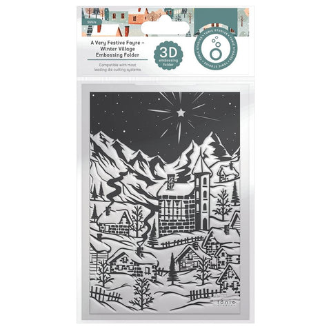 Tonic Studios 3D Embossing Folder - A Very Festive Fayre - Winter Village