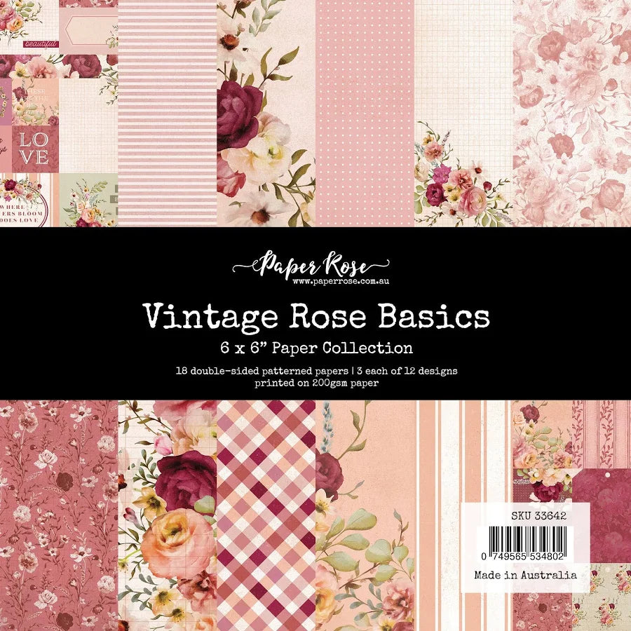 Paper Rose 6x6 Paper (Collection) - Vintage Rose Basics
