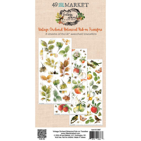 49 and Market 6x12 Sentiment Rub Ons Transfer sheet [Collection]  - Vintage Orchard Botanical