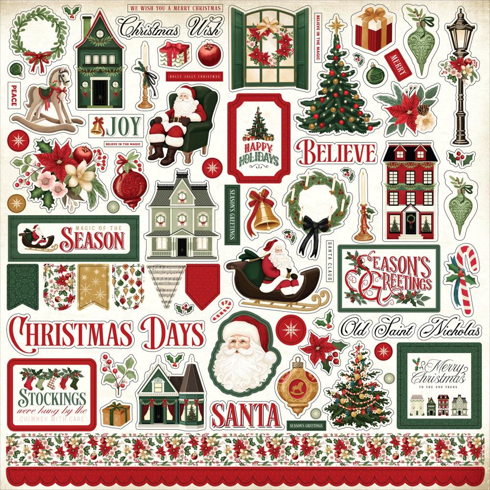 Carta Bella 12x12  Stickers  [Collection] - A Vintage Christmas