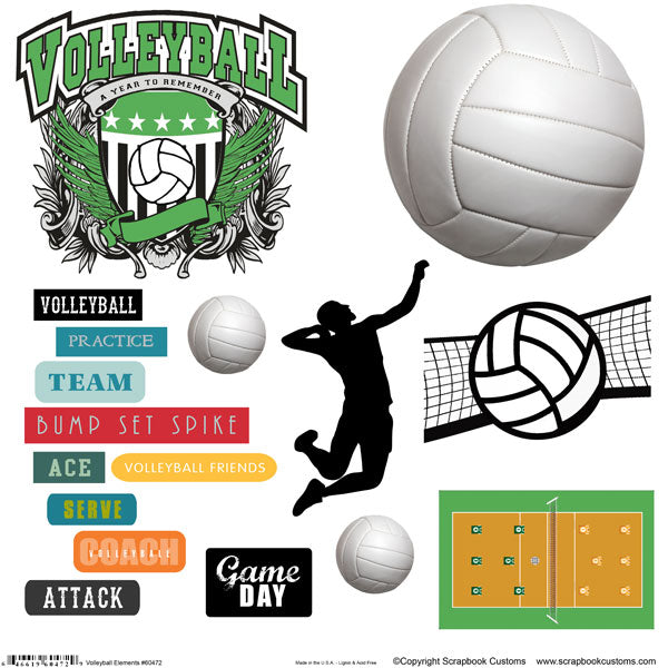 Scrapbook Customs Sticker - Volleyball Sticker Cut-outs