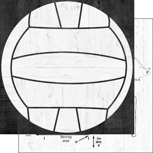 Scrapbook Customs 12x12 Paper - Volleyball Wood Ball