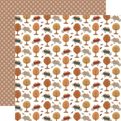 Echo Park Paper 12x12 Cardstock  [Collection] - Feels Like Fall - Wheelbarrow and Leaves