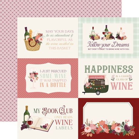 Carta Bella 12x12 Paper  [Collection] - Wine  - Journaling Cards