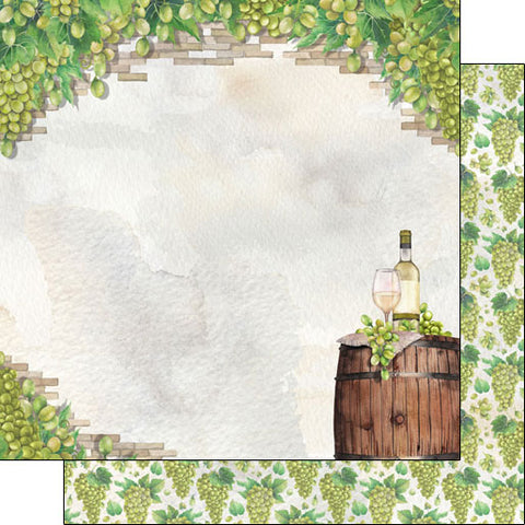 Scrapbook Customs 12x12 Paper - White Wine Grapes