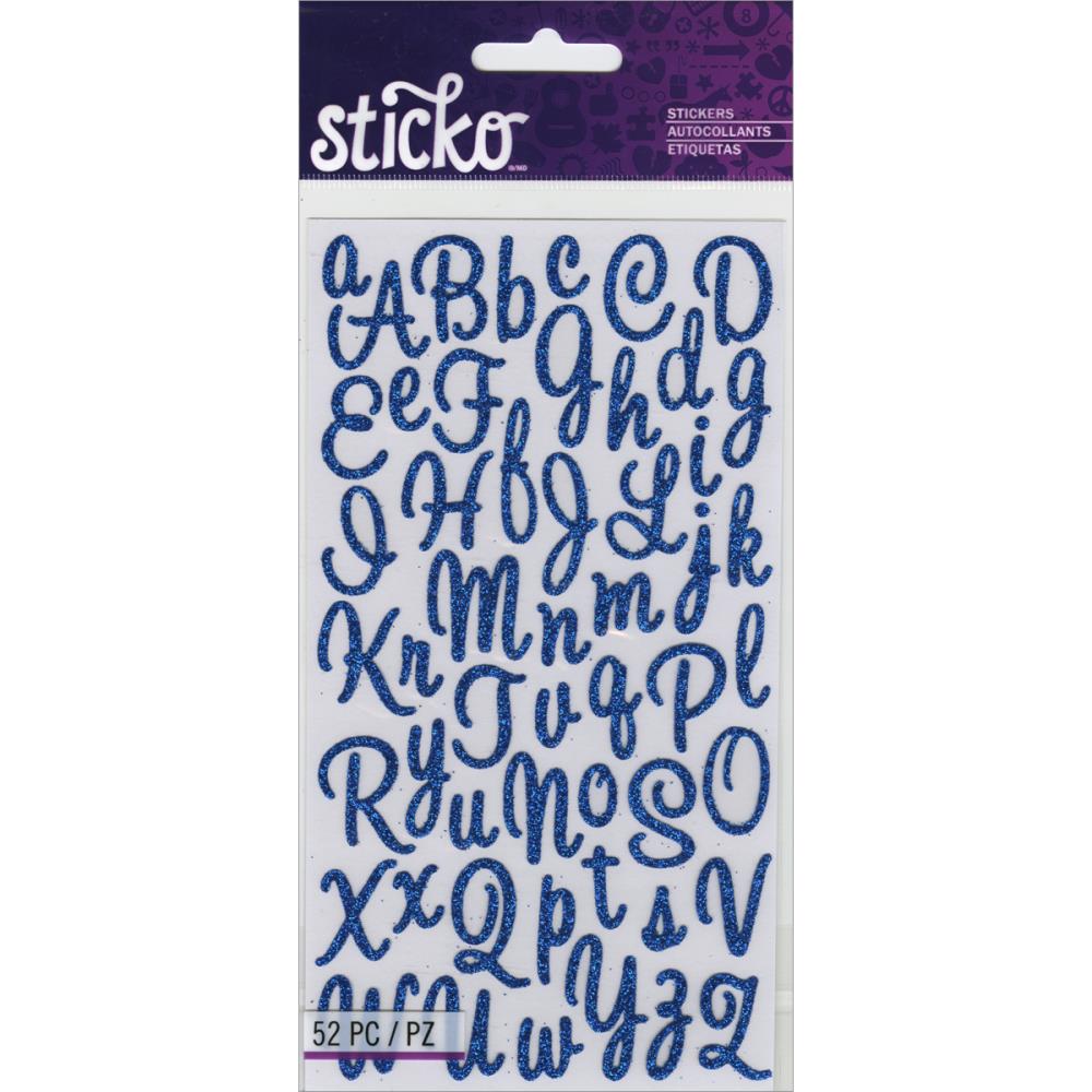 EK Sticko Alpha Stickers - Small Sweetheart Blue Glitter