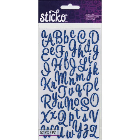 EK Sticko Alpha Stickers - Small Sweetheart Blue Glitter