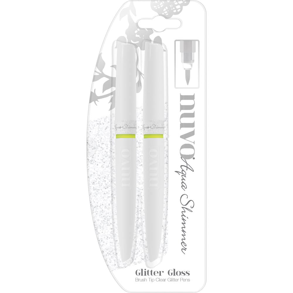 Nuvo Aqua Shimmer Brush Tip Clear Pens -Glitter Gloss
