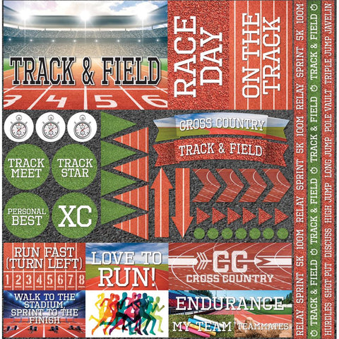 Reminisce 12x12 Diecut  Stickers - Track and Field