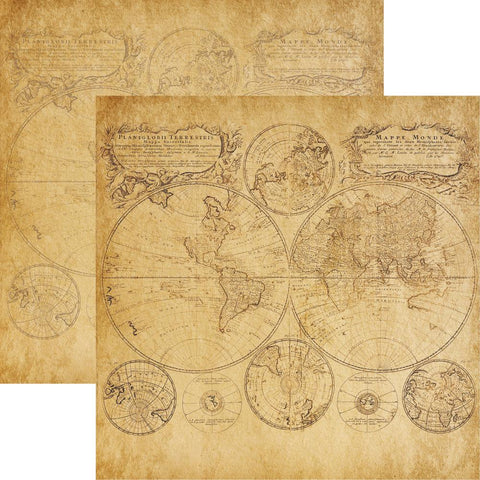Reminisce 12x12 Paper [Collection] - Expedition Destination - Mappe Monde