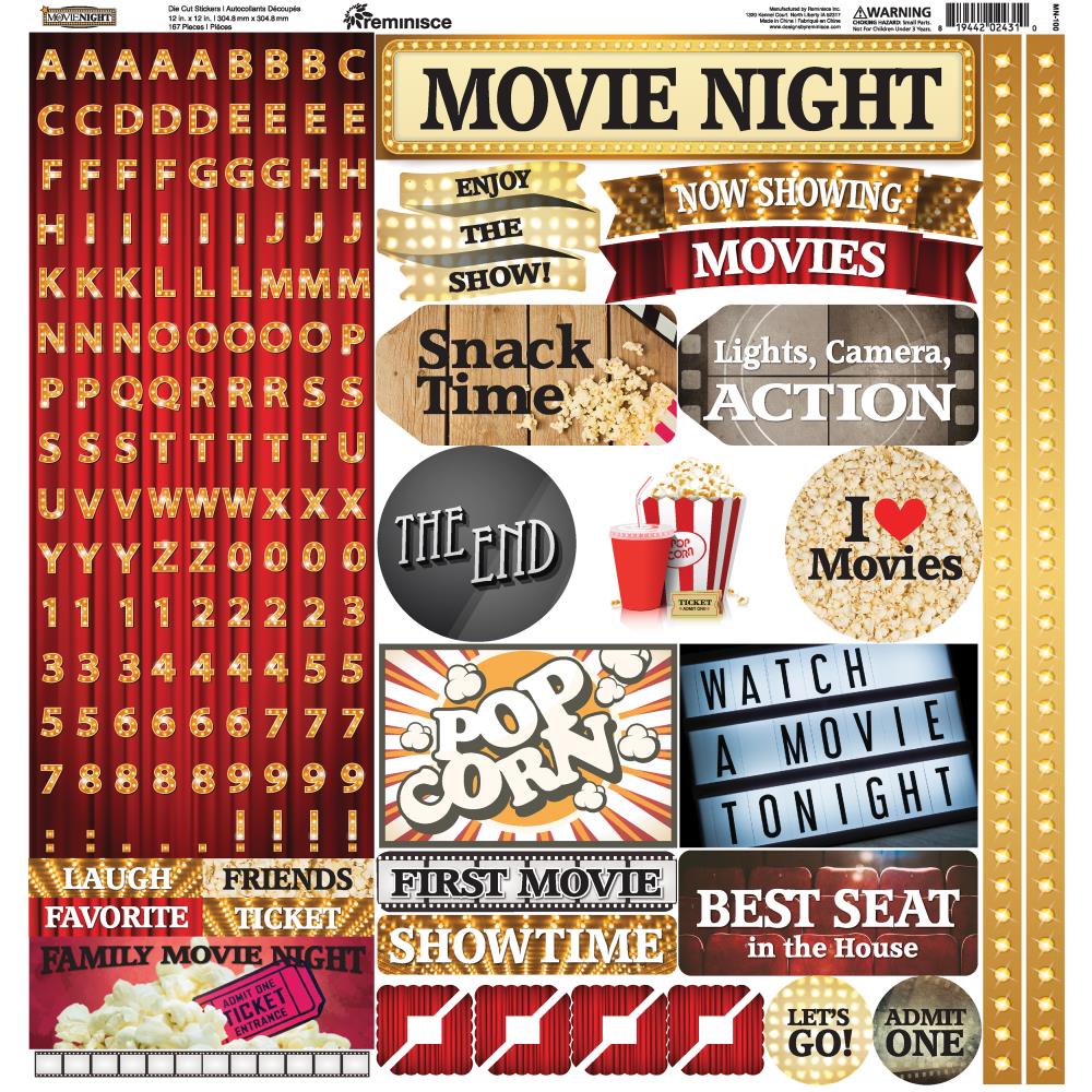 Reminisce 12x12 Die Cut Stickers - Movie Night