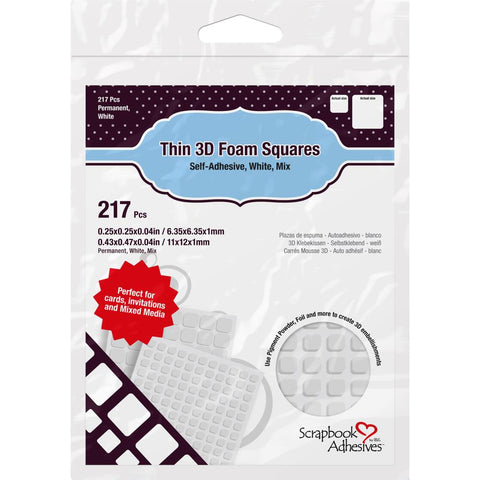 Scrapbook Adhesives - Thin 3D Foam Squares - Mixed White