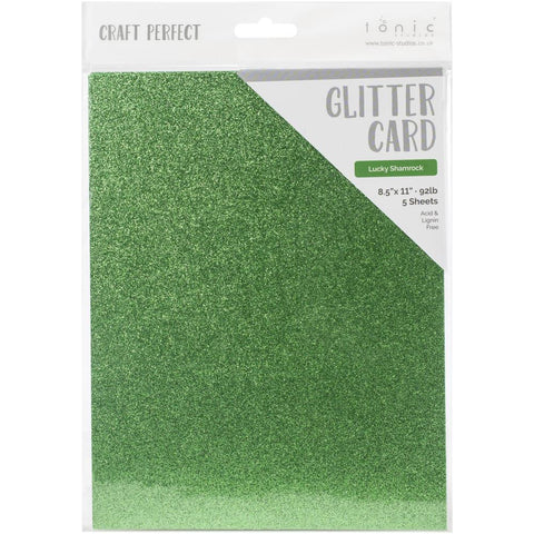 Tonic Craft Perfect 8.5 x 11" Glitter Card - Lucky Shamrock