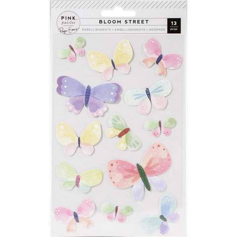 Pink Paislee Puffy Stickers - Paige Evans  Bloom Street - Butterflies