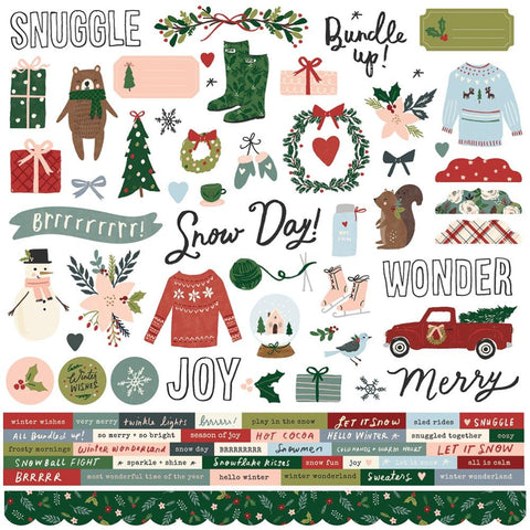 Simple Stories 12x12  Cardstock  Stickers  [Collection] - Winter Cottage