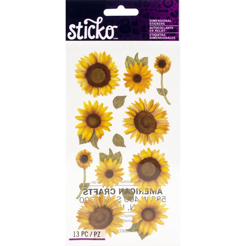 EK Success - Sticko Classic Stickers - Dimensional Sunflower Stickers