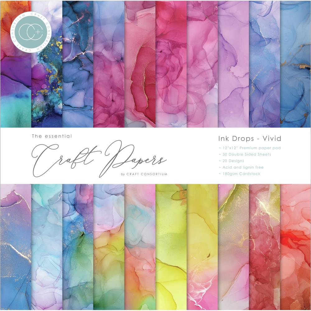 Craft Consortium 12x12 Paper Pad - Ink Drop Vivid