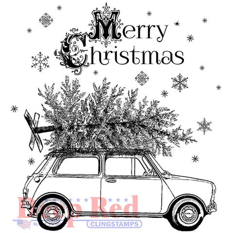 Deep Red Cling Stamp - Christmas Car