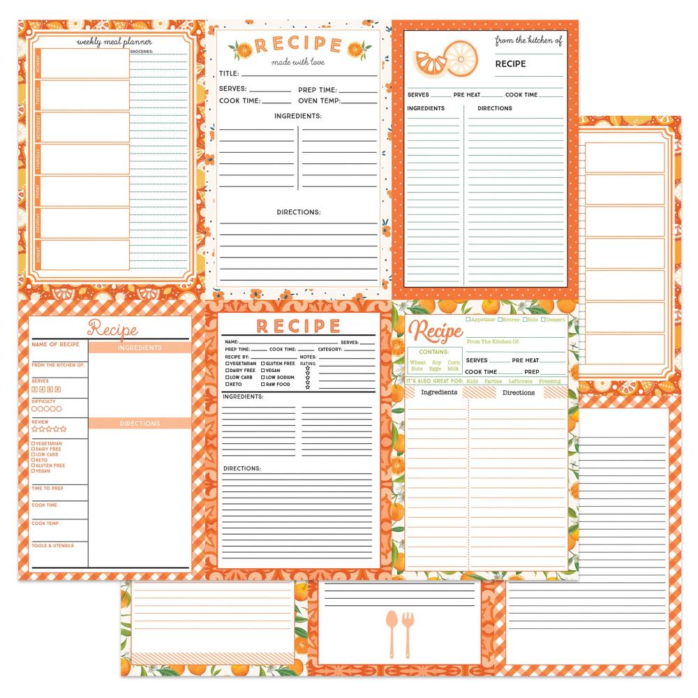 Colorplay Photo Play 12x12  [Collection] - Happy Fruit Orange Recipe Cards - Vertical