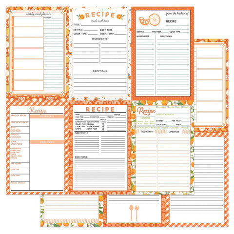 Colorplay Photo Play 12x12  [Collection] - Happy Fruit Orange Recipe Cards - Vertical
