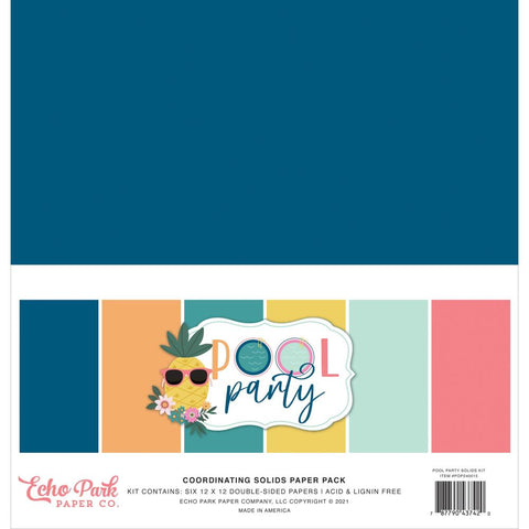 Echo Park 12x12 Paper  [Collection] - Pool Party Solids Paper Pack