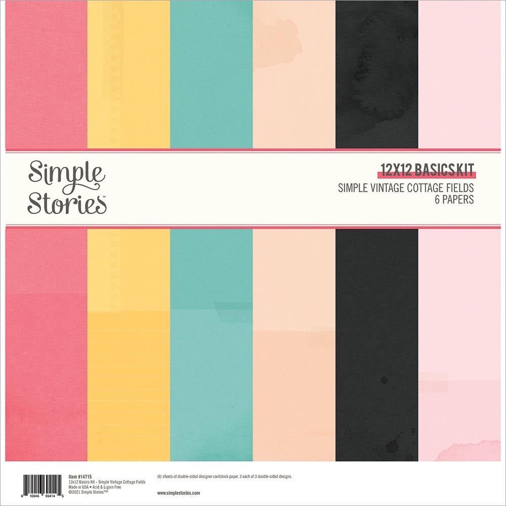 Simple Stories  12x12 Paper [Collection] - Simple Vintage Cottage Fields - Basics Kit