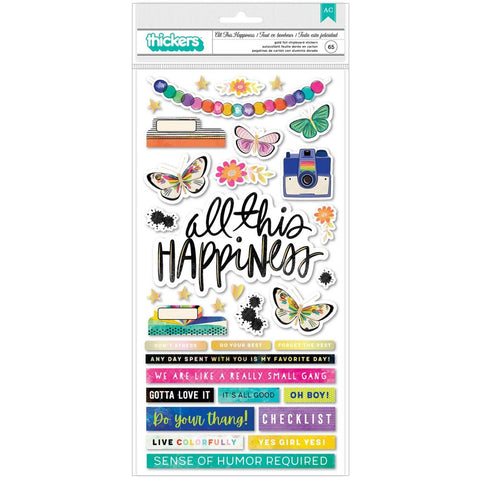 AC Vicki Boutin Color Study All This Happiness phrase / Chipboard Thickers