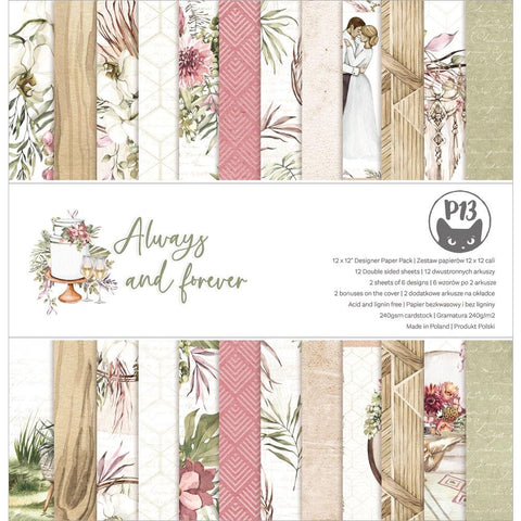 P13 12x12 Paper Pad - Always  and Forever