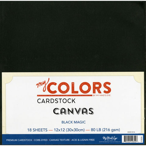 My Mind's Eye 12x12 Cardstock - My Colors Canvas Black Magic