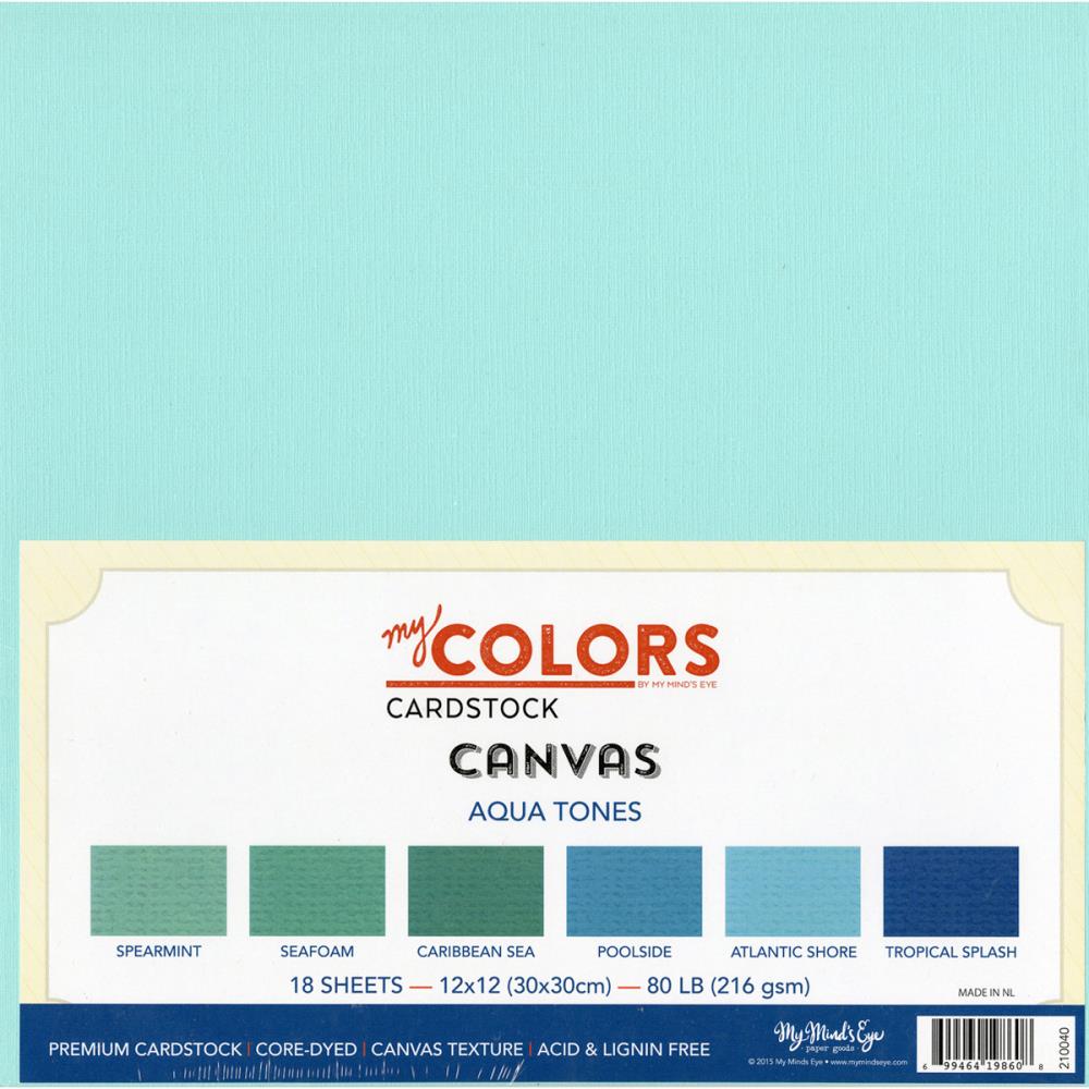 My Mind's Eye 12x12 Cardstock - My Colors Canvas Aqua Tones