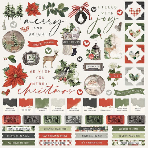Simple Stories 12x12  Cardstock  Stickers  [Collection] - Simple Vintage Rustic Christmas