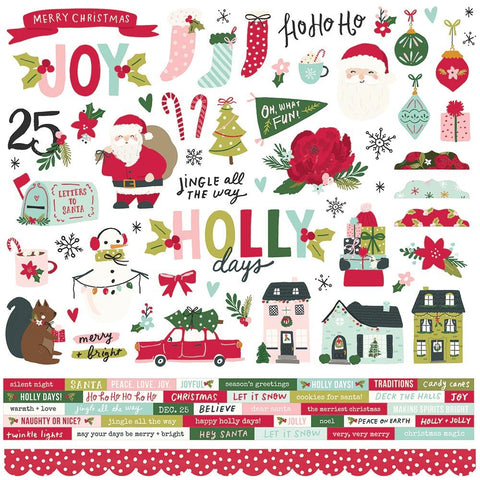 Simple Stories 12x12  Cardstock  Stickers  [Collection] - Holly Days Combo Stickers