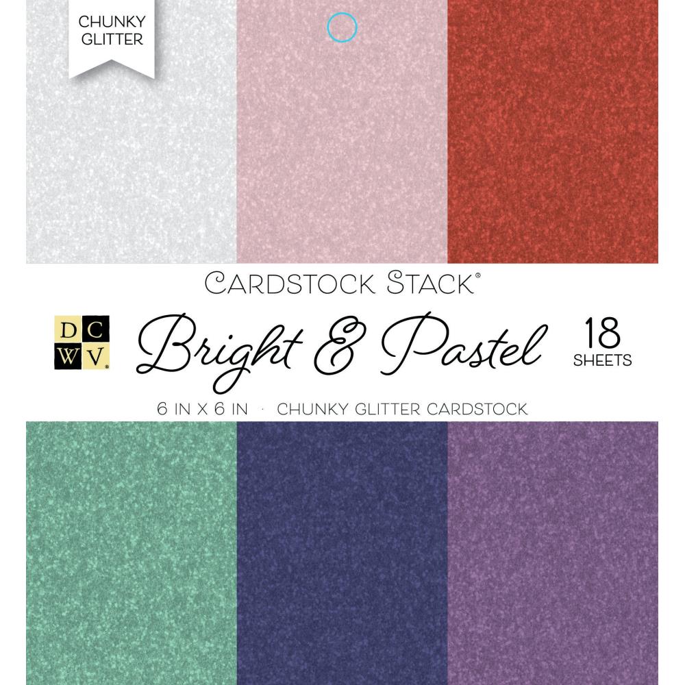 DCWV 6x6  Cardstock Chunky Glitter Paper Pad - Bright and Pastel