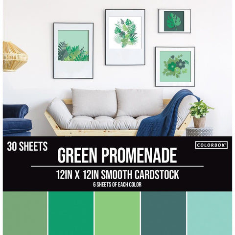 Colorbok 12x12 Smooth Cardstock - Green Promenade 30 Sheets