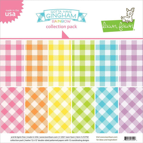 Lawn Fawn 12x12 Paper [Collection] - Gotta Have Gingham Rainbow