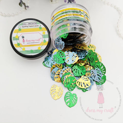 Dress My Craft Shaker Elements - Sparkling Tropical Leaves