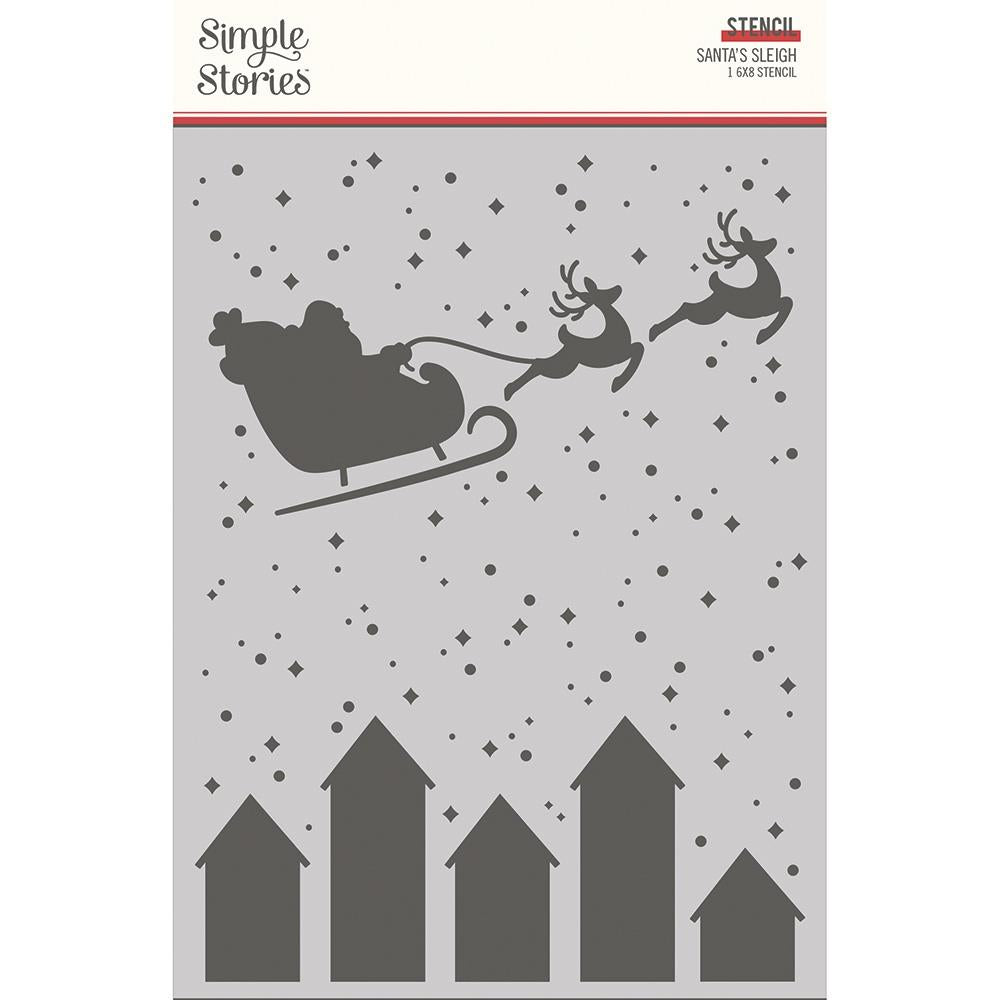 Simple Stories 6x8 Stencil [Collection] - Hearth & Holiday - Santa's Sleigh