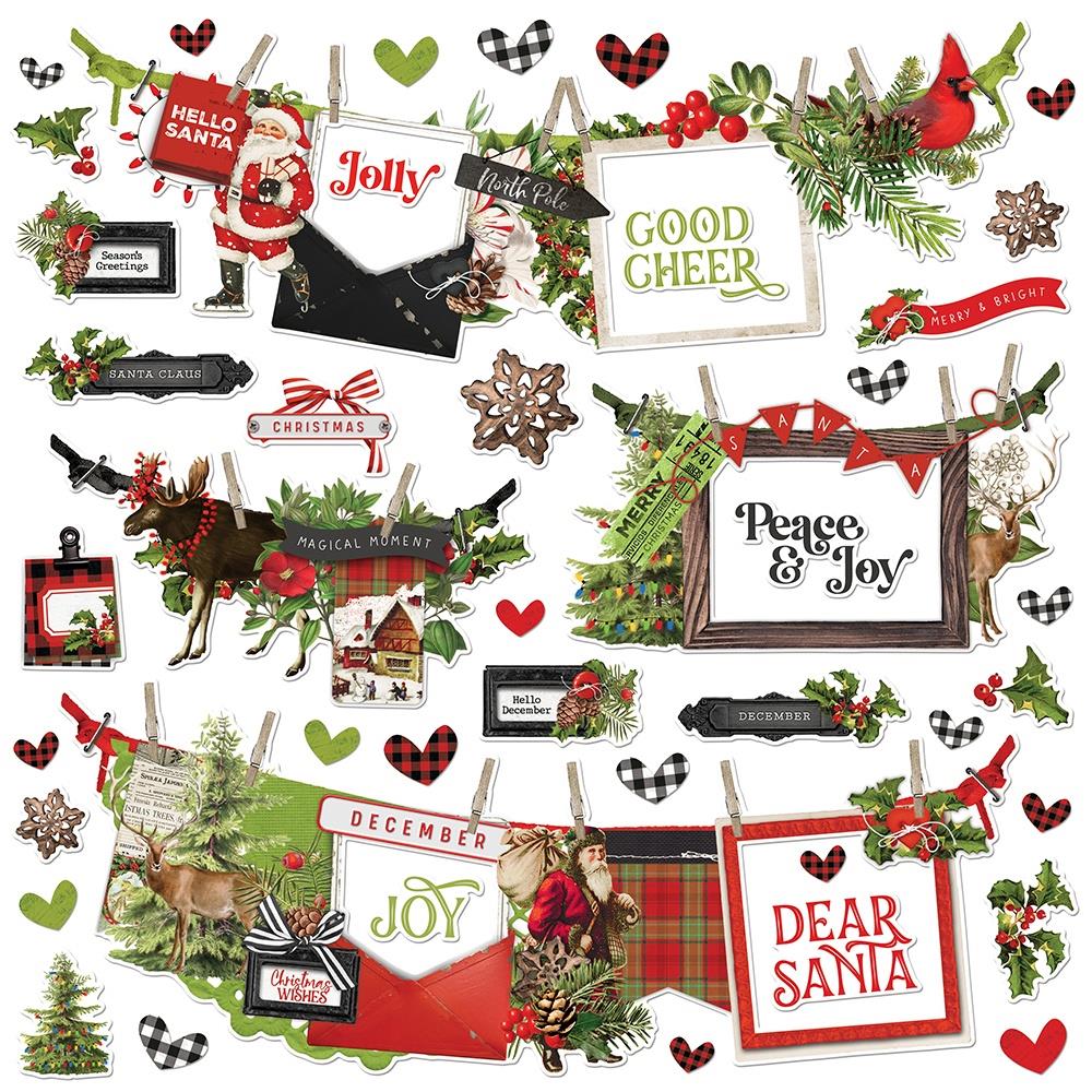 Simple Stories 12x12  Cardstock  Banner Stickers  [Collection] - Simple Vintage Christmas Lodge