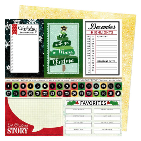 American Crafts [Vicki Boutin] 12x12 Papers - Evergreen & Holly - December Highlights