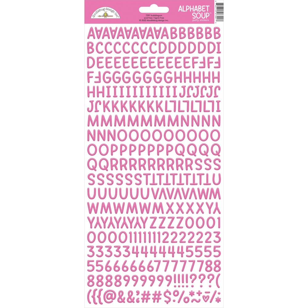 Doodlebug Design  Alphabet Soup Puffy Stickers 6" x 13" - Bubblegum