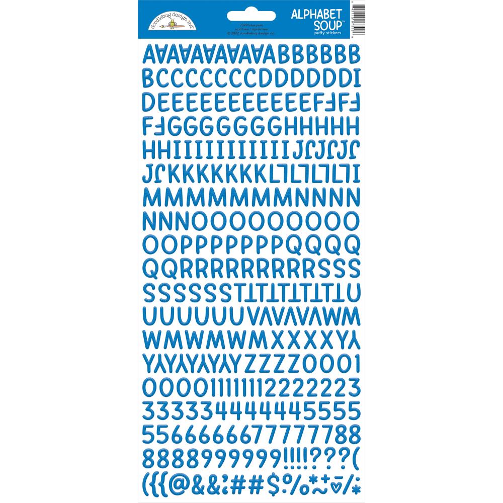 Doodlebug Design  Alphabet Soup Puffy Stickers 6" x 13" - Blue Jean