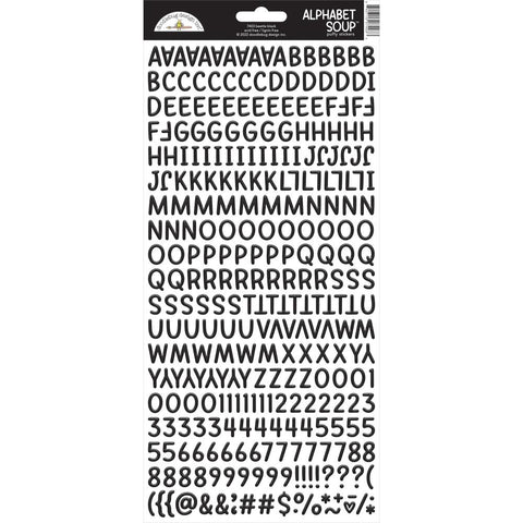 Doodlebug Design  Alphabet Soup Puffy Stickers 6" x 13" - Beetle Black