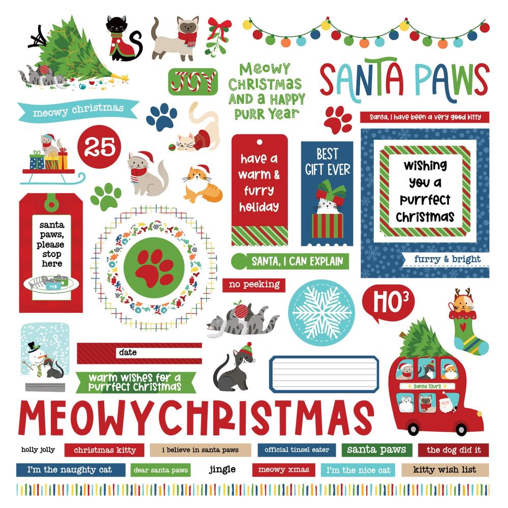 Photoplay 12x12 Stickers [Collection] - Santa Paws CAT