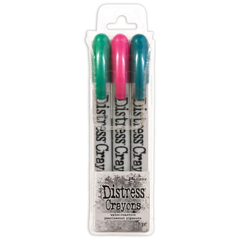 Tim Holtz Distress Crayons  -  Holiday  Set 4   - Merry Mint, Shiny Bauble and Cocktail Party