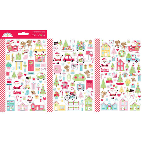 Doodlebug Design Mini  Icon  Cardstock  Stickers -Candy Cane Lane