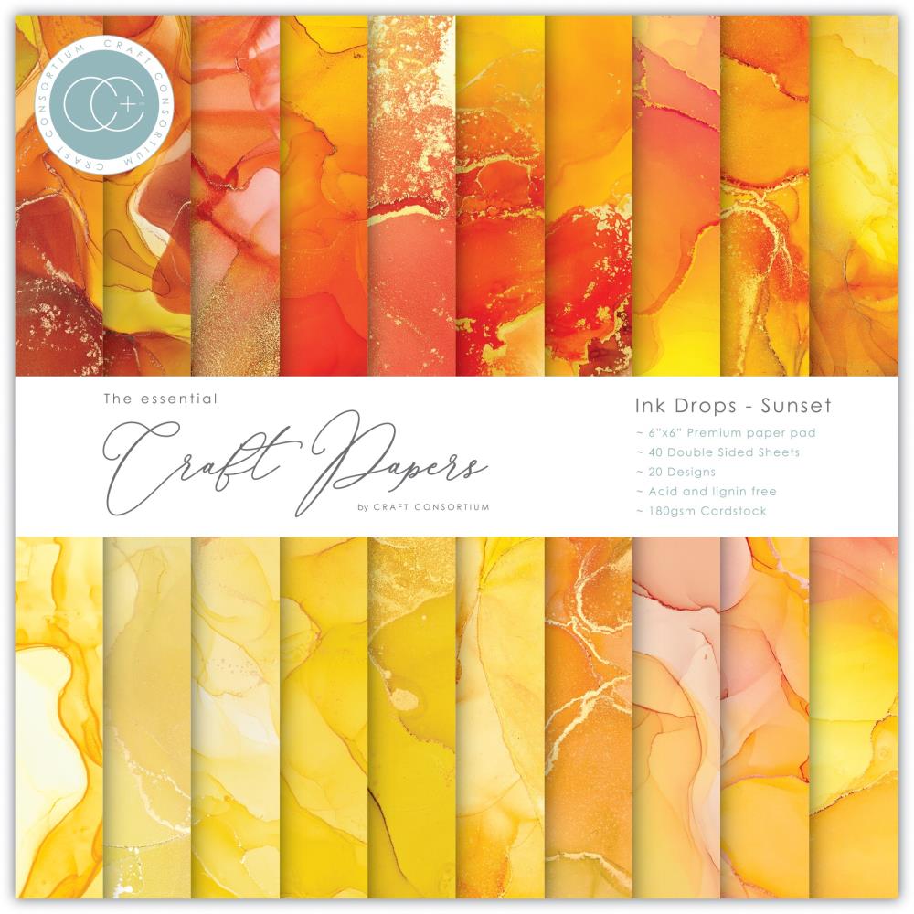 Craft Consortium 6x6 Paper Pad - Ink Drops Sunset