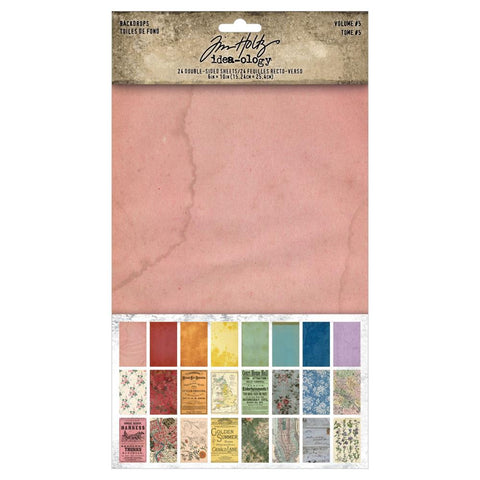 Tim Holtz Idea-ology - Backdrops Double Sided Cardstock 6"x 10" Vol #5