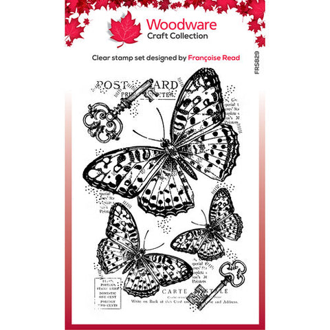Woodware Stamps - Three Butterflies